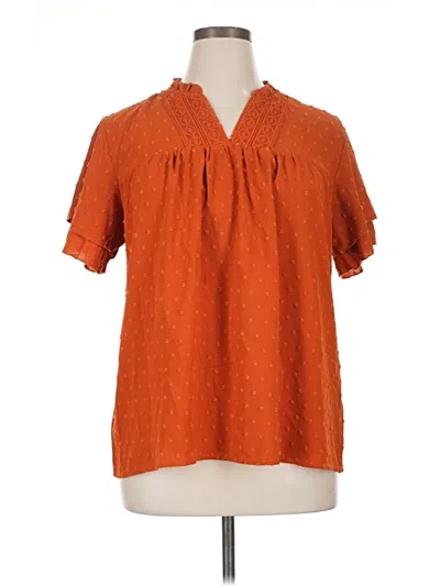 Pre-owned Assorted Brands Short Sleeve Blouse In Orange