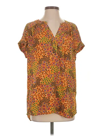 Pre-owned Assorted Brands Short Sleeve Blouse In Orange