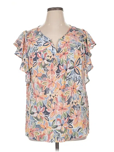 Pre-owned Assorted Brands Short Sleeve Blouse In Orange