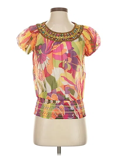 Pre-owned Assorted Brands Short Sleeve Blouse In Orange