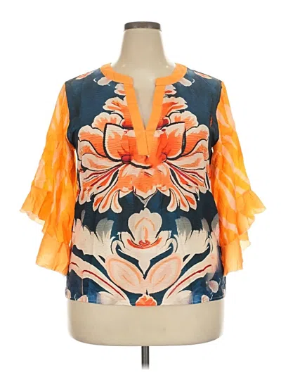 Pre-owned Assorted Brands Short Sleeve Blouse In Orange