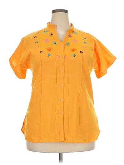 Pre-owned Assorted Brands Short Sleeve Blouse In Orange