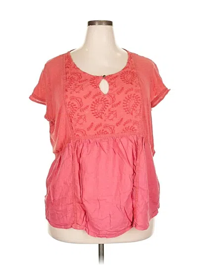 Pre-owned Assorted Brands Short Sleeve Blouse In Pink