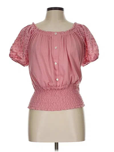 Pre-owned Assorted Brands Short Sleeve Blouse In Pink