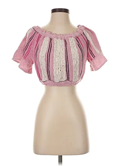 Pre-owned Assorted Brands Short Sleeve Blouse In Pink