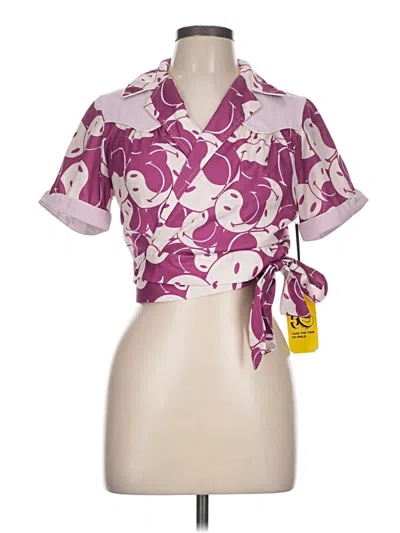 Pre-owned Assorted Brands Short Sleeve Blouse In Purple