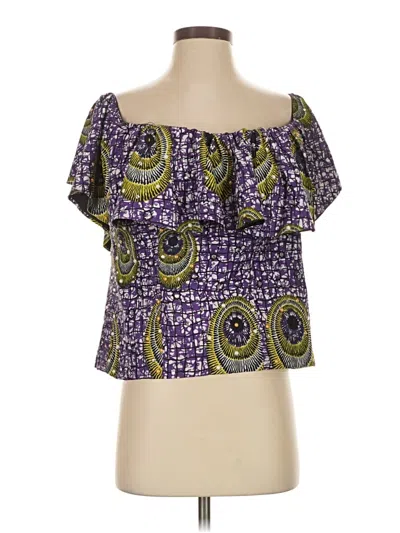 Pre-owned Assorted Brands Short Sleeve Blouse In Purple