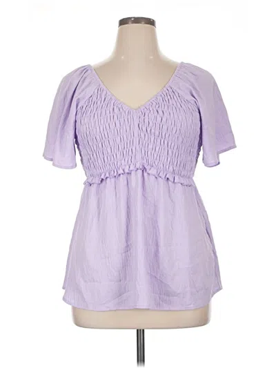 Pre-owned Assorted Brands Short Sleeve Blouse In Purple
