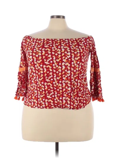 Pre-owned Assorted Brands Short Sleeve Blouse In Red