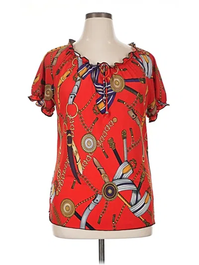 Pre-owned Assorted Brands Short Sleeve Blouse In Red
