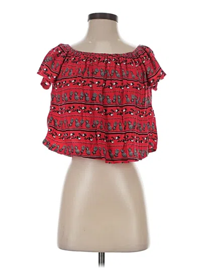 Pre-owned Assorted Brands Short Sleeve Blouse In Red