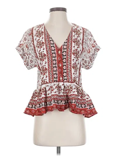 Pre-owned Assorted Brands Short Sleeve Blouse In Red
