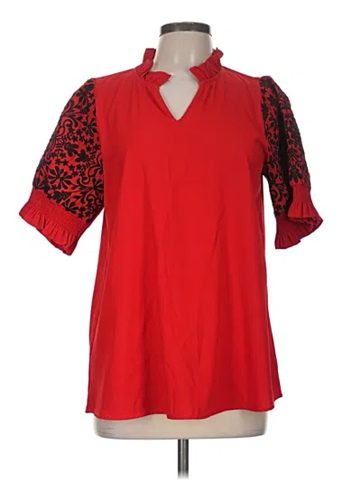 Assorted Brands Short Sleeve Blouse In Red