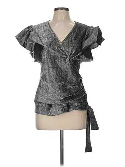 Pre-owned Assorted Brands Short Sleeve Blouse In Silver