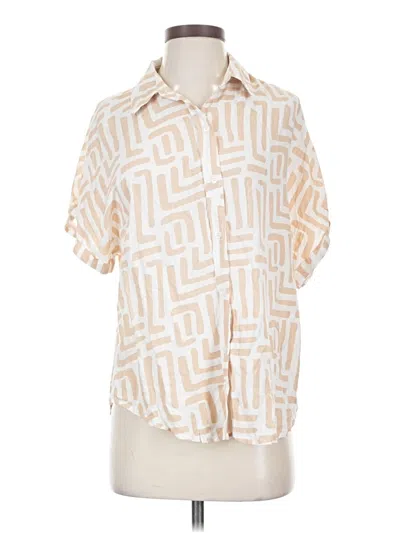 Pre-owned Assorted Brands Short Sleeve Blouse In Tan