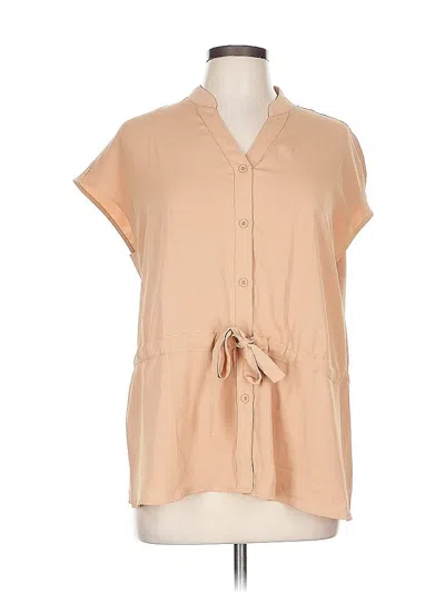 Pre-owned Assorted Brands Short Sleeve Blouse In Tan