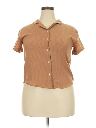 Pre-owned Assorted Brands Short Sleeve Blouse In Tan