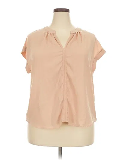 Pre-owned Assorted Brands Short Sleeve Blouse In Tan