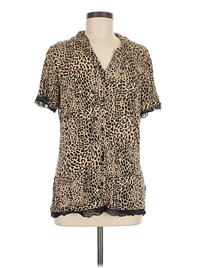 Pre-owned Assorted Brands Short Sleeve Blouse In Tan