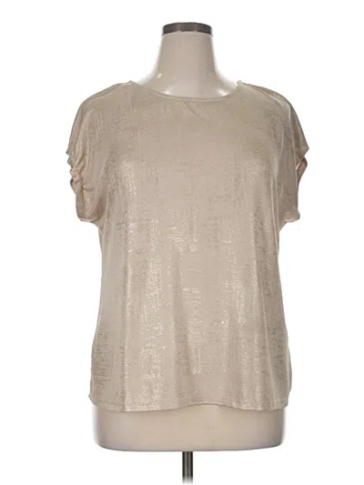 Pre-owned Assorted Brands Short Sleeve Blouse In Tan