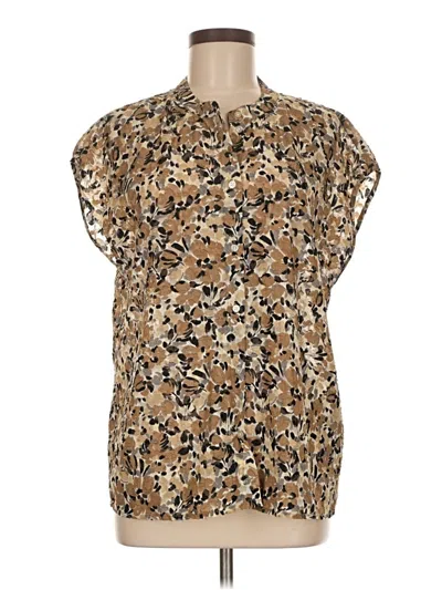 Pre-owned Assorted Brands Short Sleeve Blouse In Tan