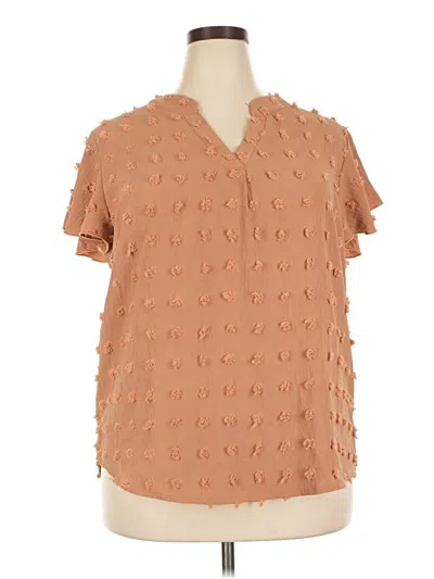 Pre-owned Assorted Brands Short Sleeve Blouse In Tan