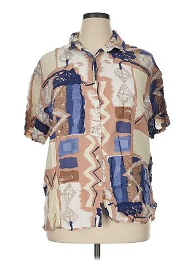 Pre-owned Assorted Brands Short Sleeve Blouse In Tan
