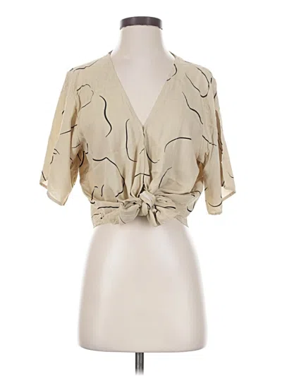 Pre-owned Assorted Brands Short Sleeve Blouse In Tan