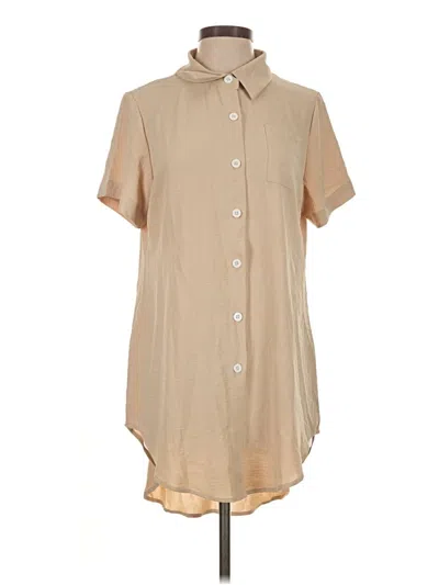 Pre-owned Assorted Brands Short Sleeve Blouse In Tan