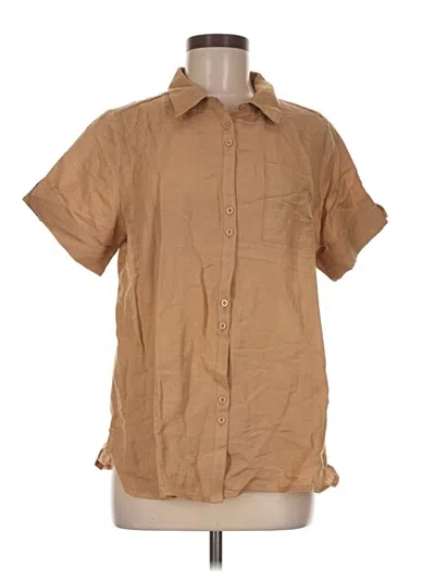 Pre-owned Assorted Brands Short Sleeve Blouse In Tan