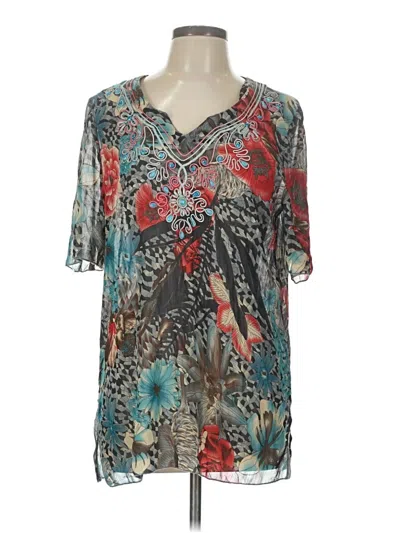 Pre-owned Assorted Brands Short Sleeve Blouse In Teal