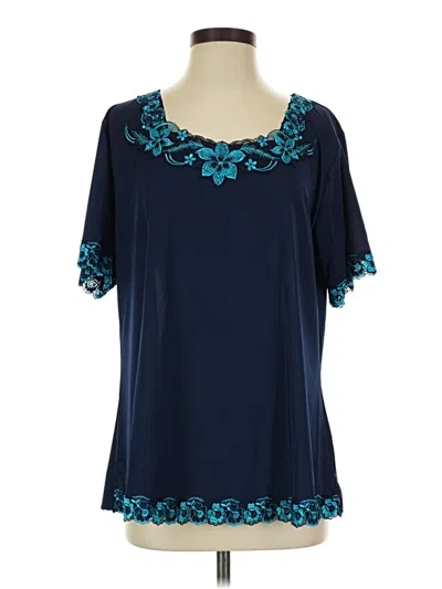 Pre-owned Assorted Brands Short Sleeve Blouse In Teal