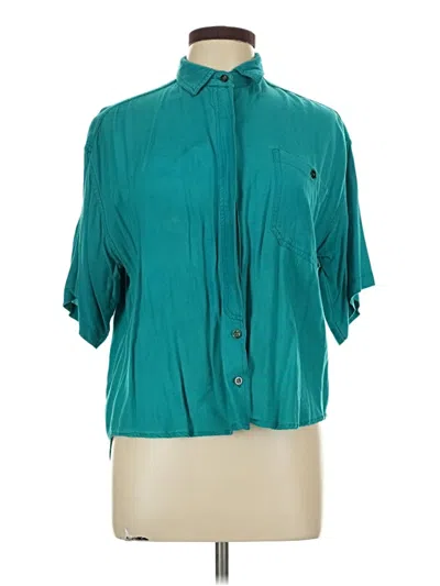 Pre-owned Assorted Brands Short Sleeve Blouse In Teal