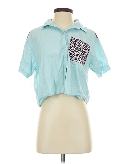 Pre-owned Assorted Brands Short Sleeve Blouse In Teal