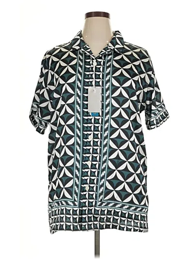 Pre-owned Assorted Brands Short Sleeve Blouse In Teal