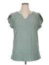 Assorted Brands Short Sleeve Blouse In Teal