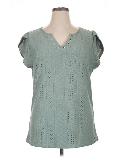 Assorted Brands Short Sleeve Blouse In Teal