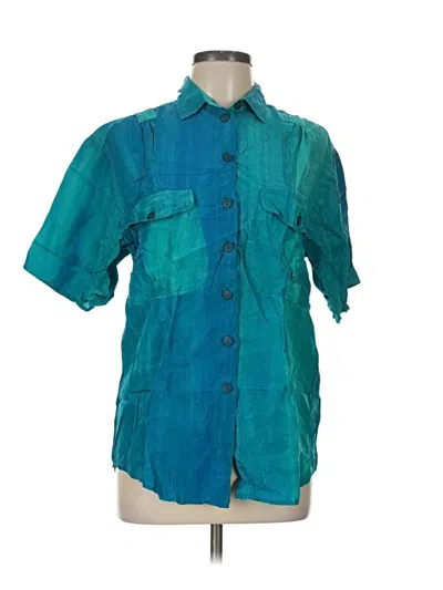 Pre-owned Assorted Brands Short Sleeve Blouse In Teal
