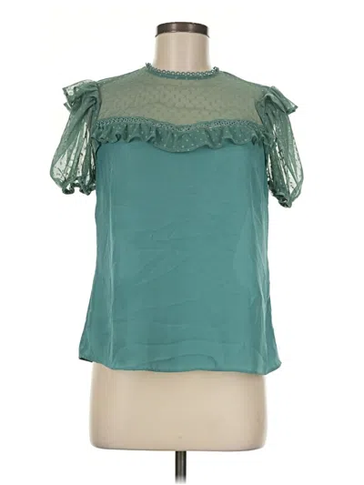 Pre-owned Assorted Brands Short Sleeve Blouse In Teal