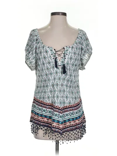 Pre-owned Assorted Brands Short Sleeve Blouse In White