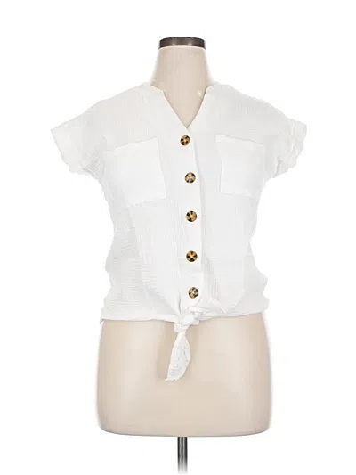 Pre-owned Assorted Brands Short Sleeve Blouse In White