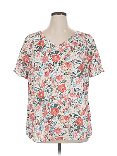 Pre-owned Assorted Brands Short Sleeve Blouse In White