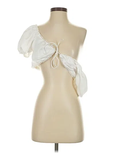 Pre-owned Assorted Brands Short Sleeve Blouse In White