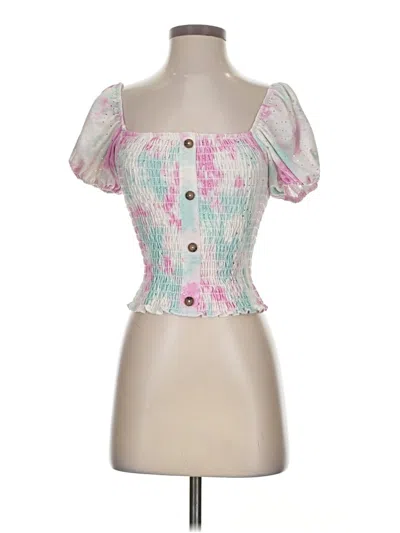 Pre-owned Assorted Brands Short Sleeve Blouse In White