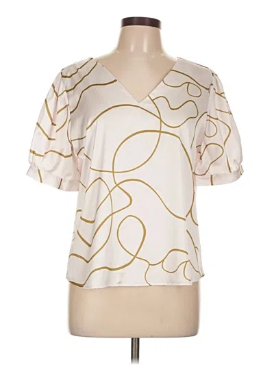 Pre-owned Assorted Brands Short Sleeve Blouse In White