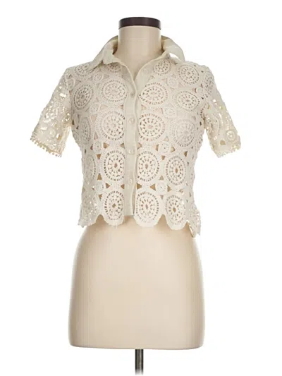 Pre-owned Assorted Brands Short Sleeve Blouse In White