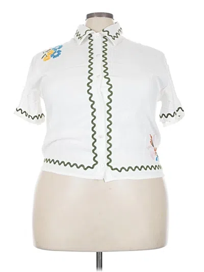 Pre-owned Assorted Brands Short Sleeve Blouse In White