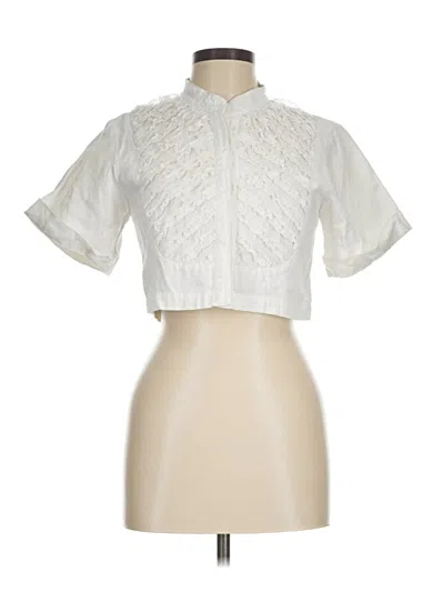 Pre-owned Assorted Brands Short Sleeve Blouse In White