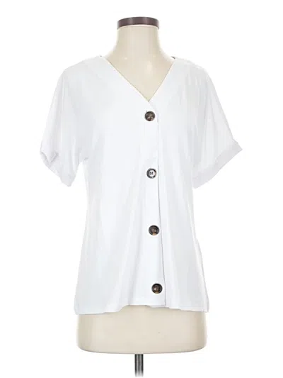 Pre-owned Assorted Brands Short Sleeve Blouse In White