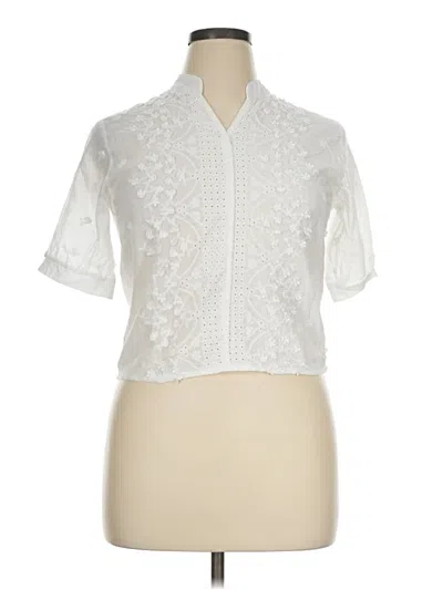 Pre-owned Assorted Brands Short Sleeve Blouse In White